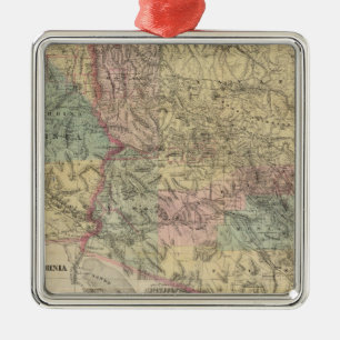 Nieuwe kaart van het grondgebied van Arizona Metalen Ornament
