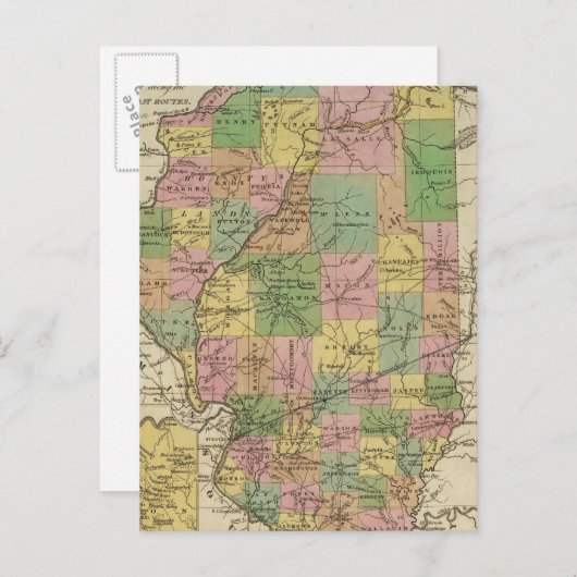 Nieuwe kaart van Illinois (Voorkant / Achterkant)