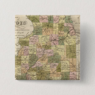 Nieuwe kaart van Illinois 2 Vierkante Button 5,1 Cm