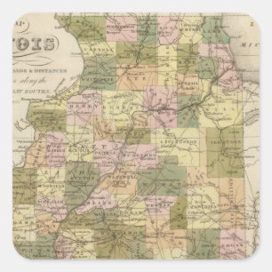 Nieuwe kaart van Illinois 2 Vierkante Sticker