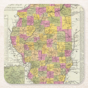 Nieuwe kaart van Illinois Kartonnen Onderzetters
