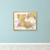 nieuwe kaart van Louisiana 2 Canvas Afdruk (Insitu (Houten vloer))