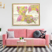 nieuwe kaart van Louisiana 2 Canvas Afdruk (Insitu (Woonkamer))