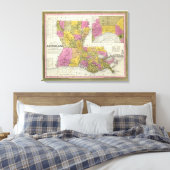 nieuwe kaart van Louisiana 2 Canvas Afdruk (Insitu (Slaapkamer))