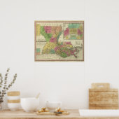 nieuwe kaart van Louisiana 2 Poster (Keuken)