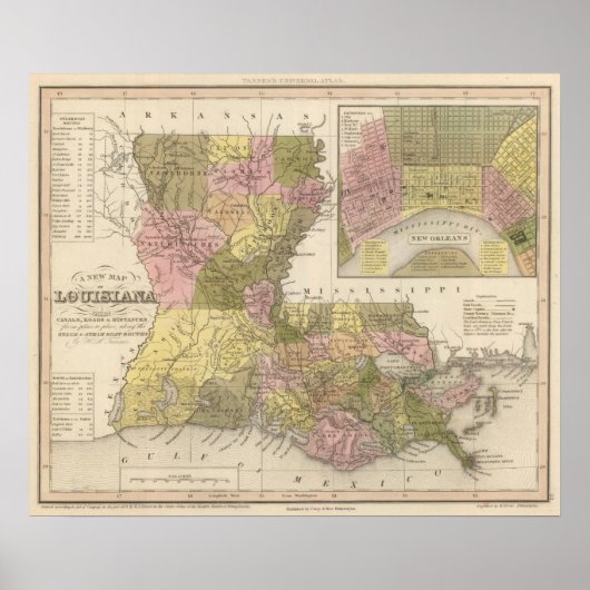 Nieuwe kaart van Louisiana Poster (Voorkant)