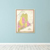 Nieuwe kaart van Maine 2 Canvas Afdruk (Insitu (Houten vloer))