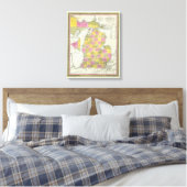 Nieuwe kaart van Michigan 2 Canvas Afdruk (Insitu (Slaapkamer))