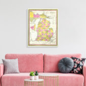 Nieuwe kaart van Michigan 2 Canvas Afdruk (Insitu (Woonkamer))
