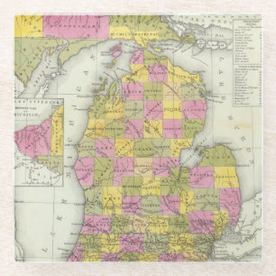 Nieuwe kaart van Michigan 2 Glazen Onderzetter