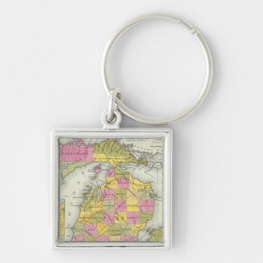 Nieuwe kaart van Michigan 2 Sleutelhanger (Voorkant)