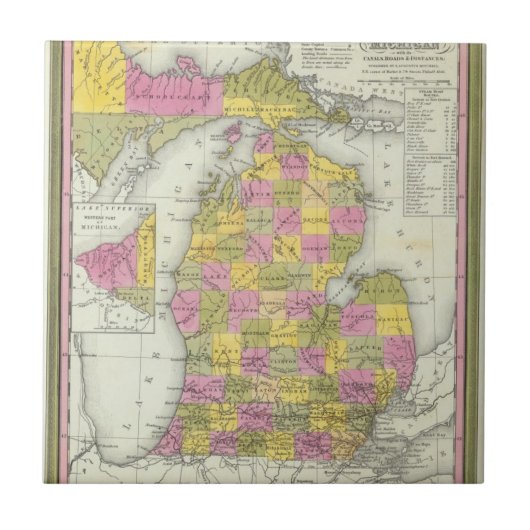 Nieuwe kaart van Michigan 2 Tegeltje (Voorkant)