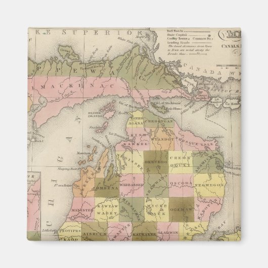 Nieuwe kaart van Michigan Magneet (Voorkant)