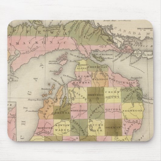 Nieuwe kaart van Michigan Muismat (Voorkant)