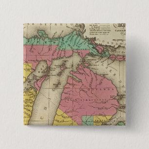 Nieuwe kaart van Michigan Vierkante Button 5,1 Cm