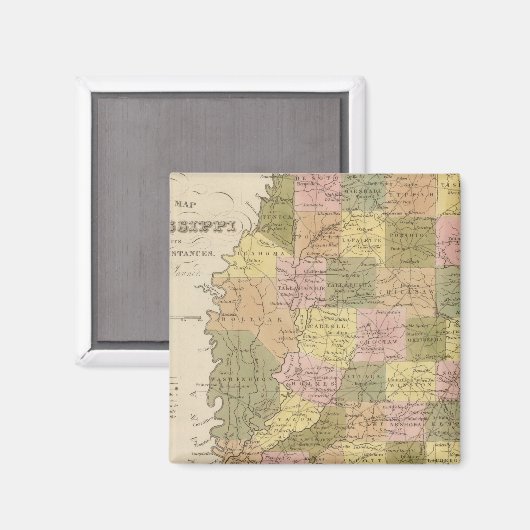 Nieuwe kaart van Mississippi Magneet (Voorkant / Achterkant)