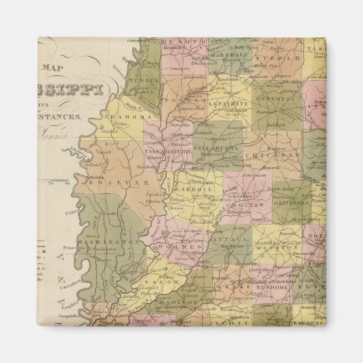 Nieuwe kaart van Mississippi Magneet (Voorkant)