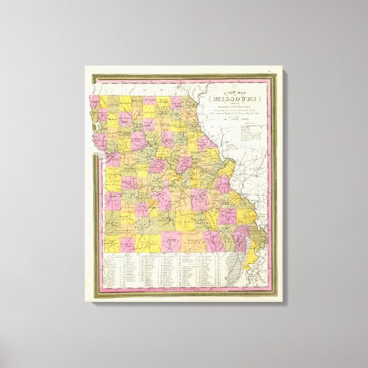 Nieuwe kaart van Missouri 2 Canvas Afdruk (Voorkant)