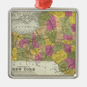 Nieuwe kaart van New York 2 Metalen Ornament