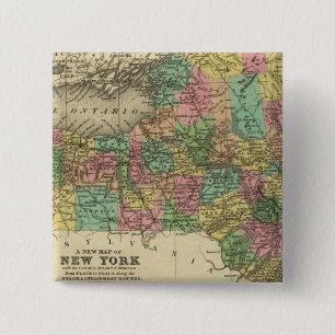 Nieuwe kaart van New York Vierkante Button 5,1 Cm