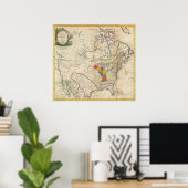 Nieuwe Kaart van Noord-Amerika Poster (Thuiskantoor)