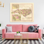 Nieuwe kaart van North Carolina Canvas Afdruk (Insitu (Woonkamer))