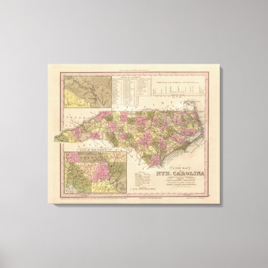 Nieuwe kaart van North Carolina Canvas Afdruk (Voorkant)