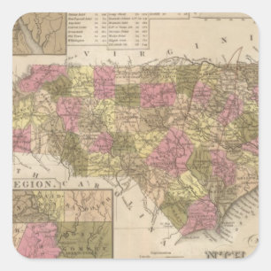 Nieuwe kaart van North Carolina Vierkante Sticker