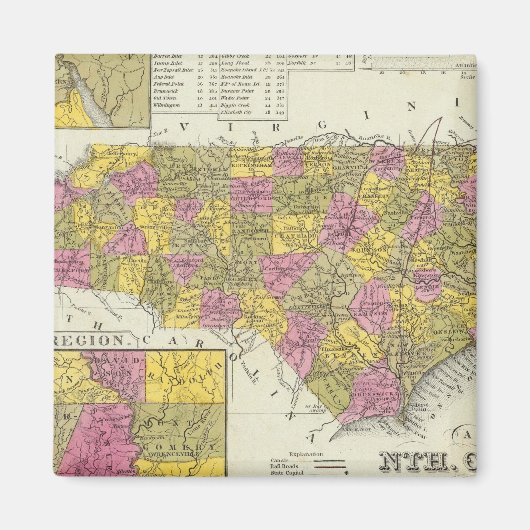 Nieuwe kaart van Nth Carolina Magneet (Voorkant)