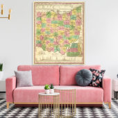 Nieuwe kaart van Ohio Canvas Afdruk (Insitu (Woonkamer))