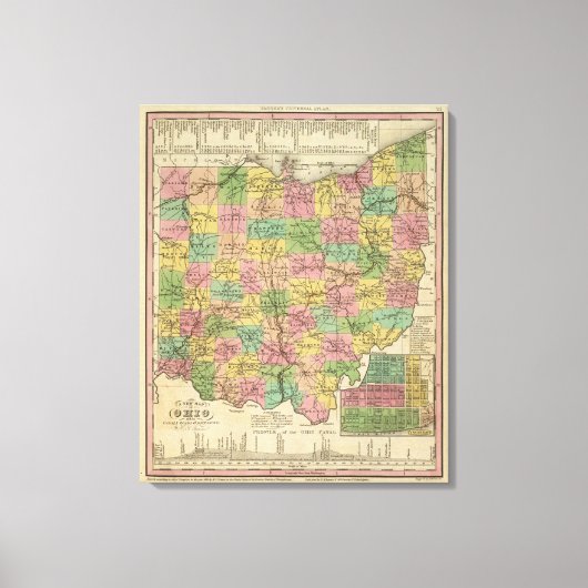 Nieuwe kaart van Ohio Canvas Afdruk (Voorkant)