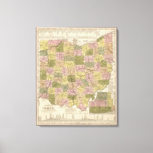 Nieuwe kaart van Ohio Canvas Afdruk (Voorkant)