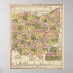 Nieuwe kaart van Ohio Poster