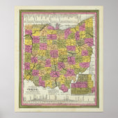 Nieuwe kaart van Ohio Poster (Voorkant)