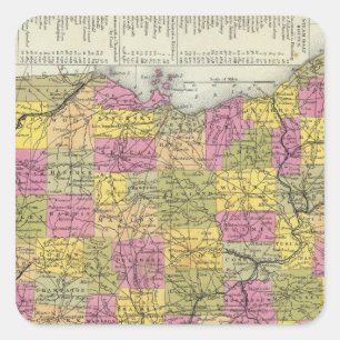 Nieuwe kaart van Ohio Vierkante Sticker