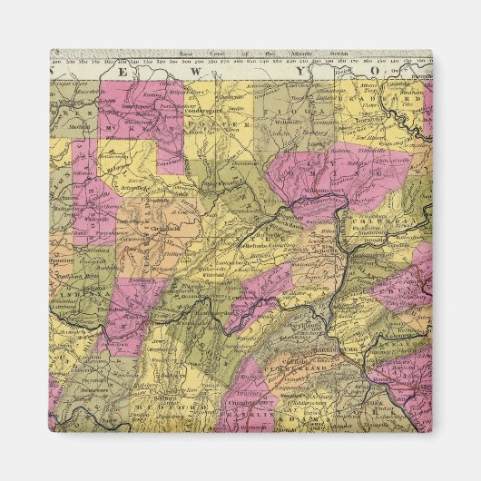 Nieuwe kaart van Pennsylvania 2 Magneet (Voorkant)