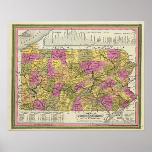 Nieuwe kaart van Pennsylvania 2 Poster (Voorkant)