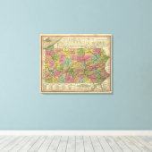 Nieuwe kaart van Pennsylvania Canvas Afdruk (Insitu (Houten vloer))