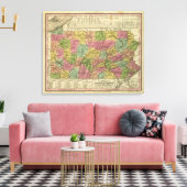 Nieuwe kaart van Pennsylvania Canvas Afdruk (Insitu (Woonkamer))