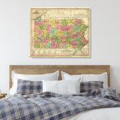 Nieuwe kaart van Pennsylvania Canvas Afdruk (Insitu (Slaapkamer))