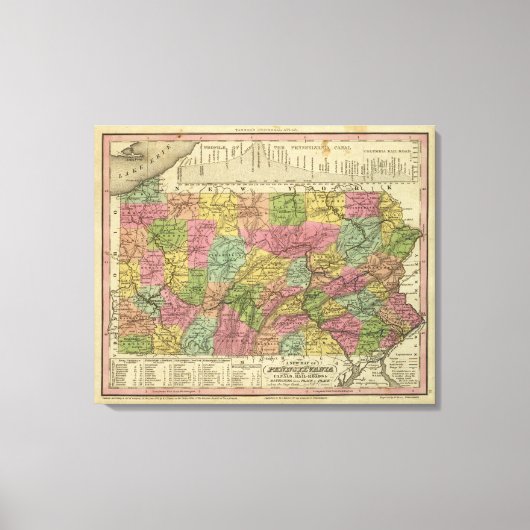 Nieuwe kaart van Pennsylvania Canvas Afdruk (Voorkant)