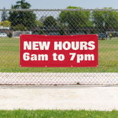 Nieuwe kantooruren Vet Rood Buiten Spandoek (Insitu)
