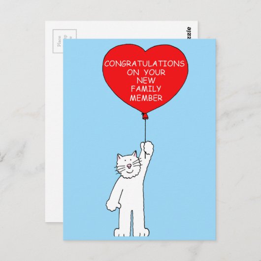 Nieuwe kat gefeliciteerd briefkaart (Voorkant / Achterkant)