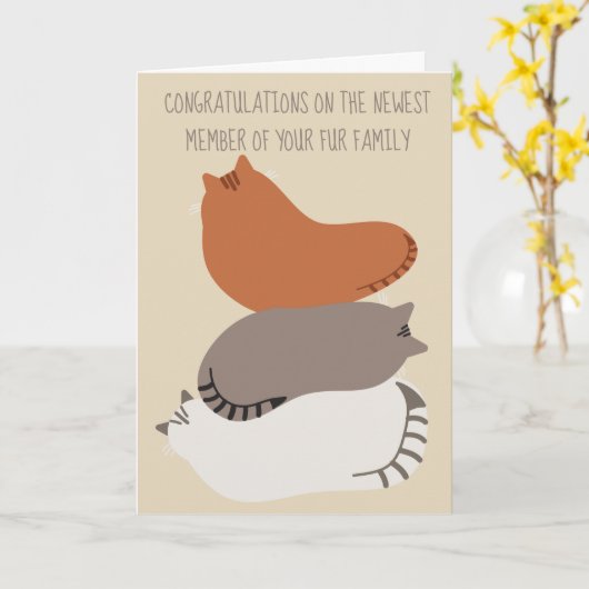 Nieuwe kat gefeliciteerd kaart voor katteneigenare (Gele Bloem)