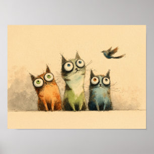 Nieuwe katten – Whimsical kattenkunst Poster