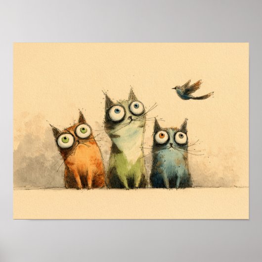 Nieuwe katten – Whimsical kattenkunst Poster (Voorkant)