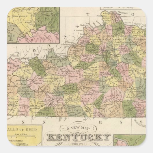 Nieuwe Kentucky 2-kaart Vierkante Sticker (Voorkant)