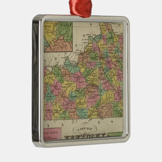 Nieuwe Kentucky-kaart Metalen Ornament (Rechts)