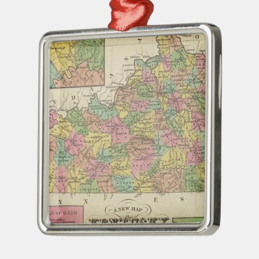 Nieuwe Kentucky-kaart Metalen Ornament (Links)