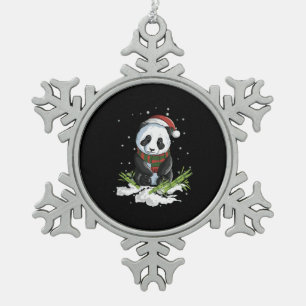 Nieuwe kerst panda sneeuw winter kerst tin sneeuwvlok ornament